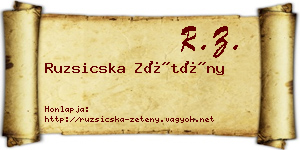 Ruzsicska Zétény névjegykártya